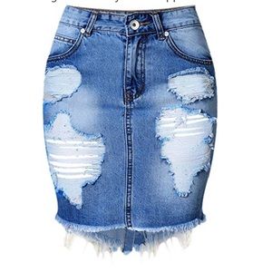 Distressed Denim skirt